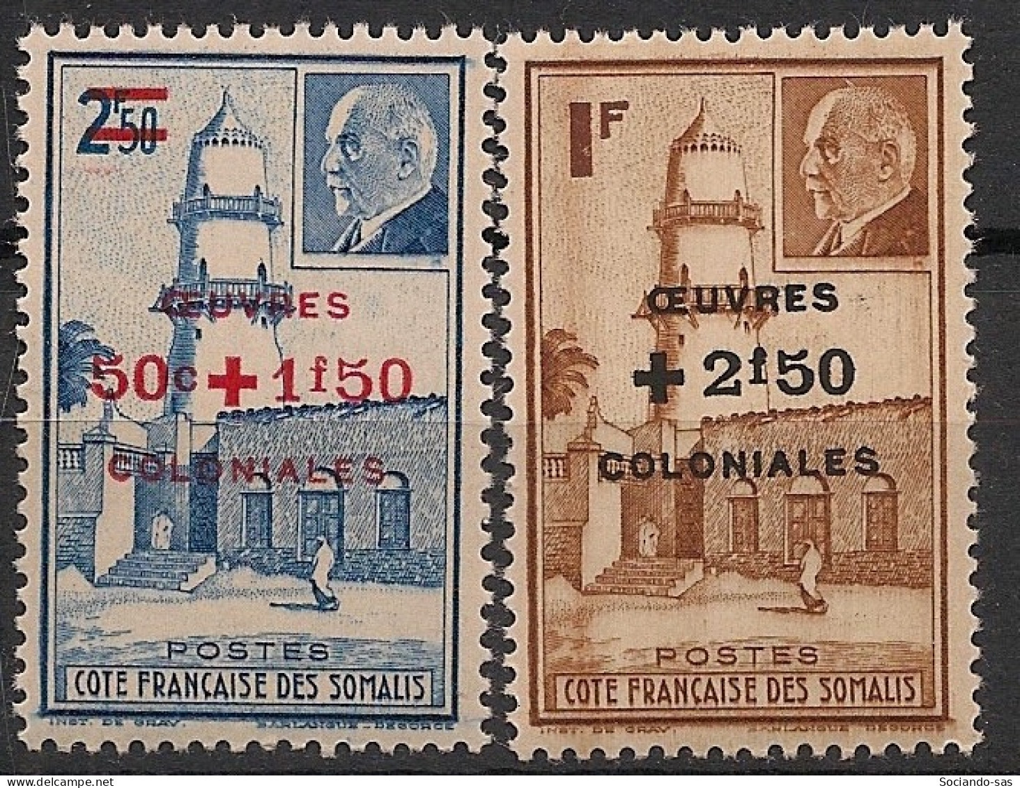 COTE DES SOMALIS - 1944 - N°YT. 251 à 252 - Oeuvres Coloniales - Neuf Luxe ** / MNH / Postfrisch - Unused Stamps