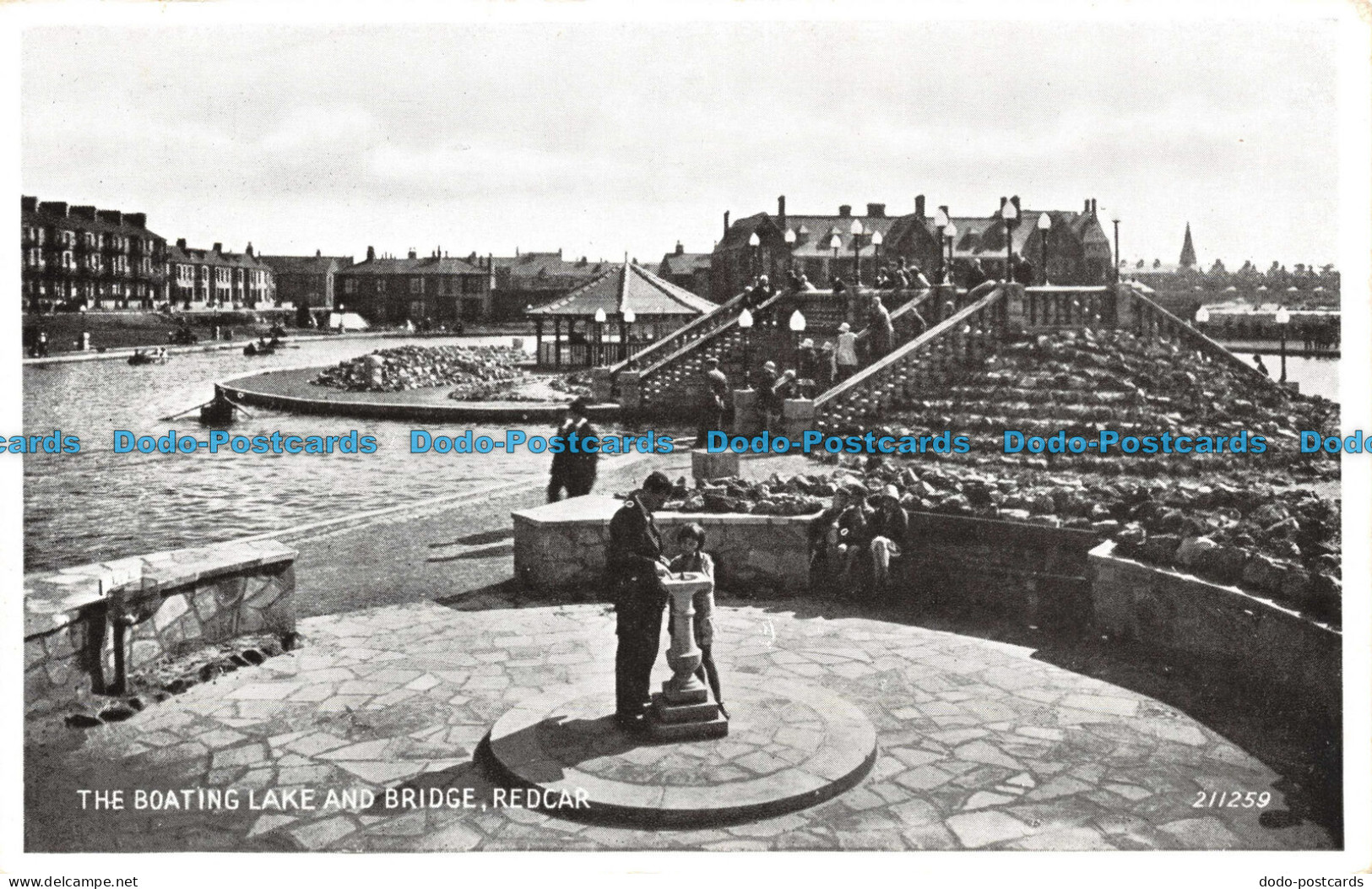 R100457 The Boating Lake And Bridge. Redcar. Valentines. Silveresque - World