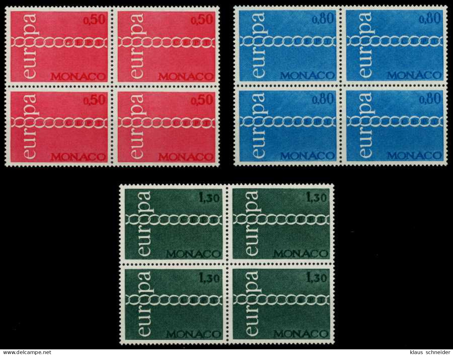 MONACO 1971 Nr 1014-1016 Postfrisch VIERERBLOCK S00362E - Unused Stamps