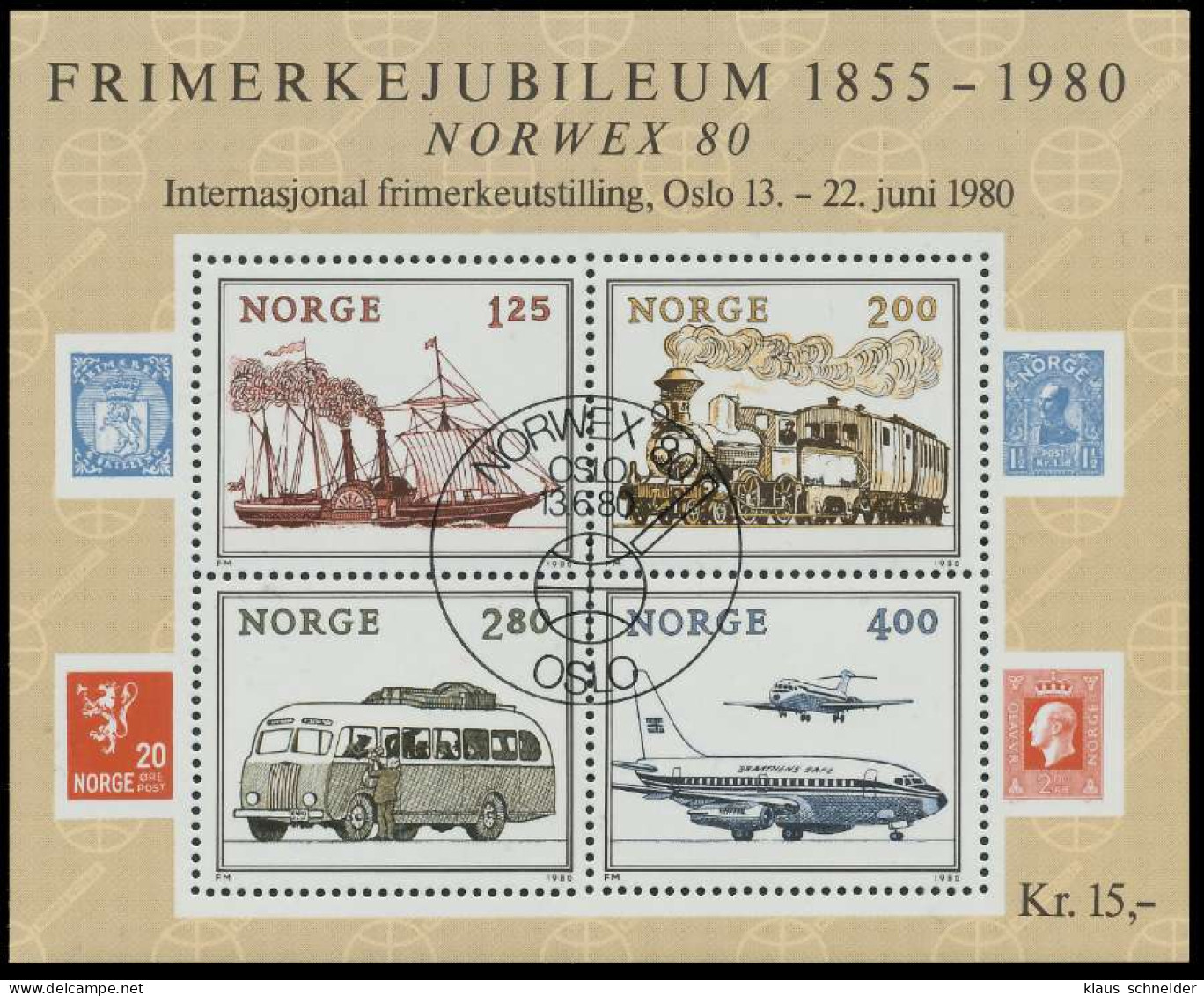 NORWEGEN Block 3 Zentrisch Gestempelt S019602 - Blocks & Kleinbögen