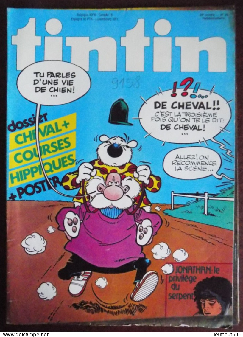 Tintin N° 29-1981 Dupa - Avec Poster " Chevaux De Course " Par Franz - Tintin