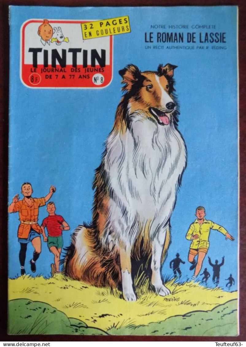 Tintin N° 8/1957 Reding " Lassie " - Tintin " Coke En Stock " - Tintin