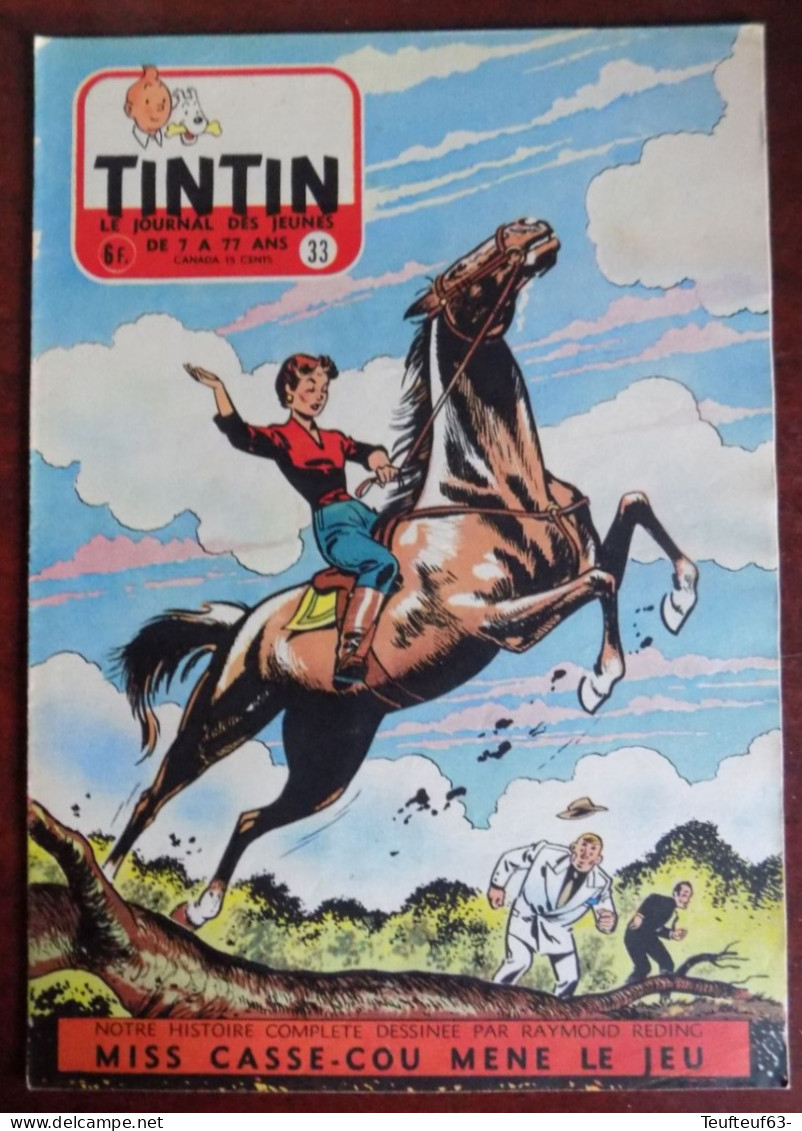 Tintin N° 33/1955 Reding - Tintin Dans " Affaire Tournesol " - Lancia 2.5 Course - Tintin