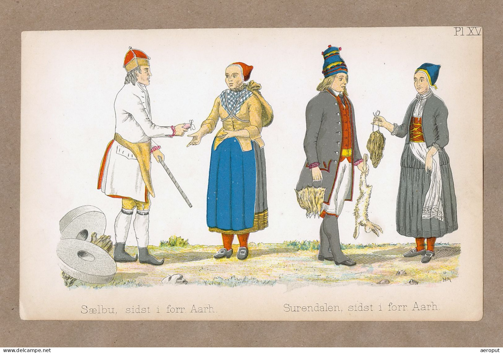 1891 H.M. Kop JOHANNES FLINTOE Folk Costume Study Color Lithograph Plate XV Antique Print - Prints & Engravings