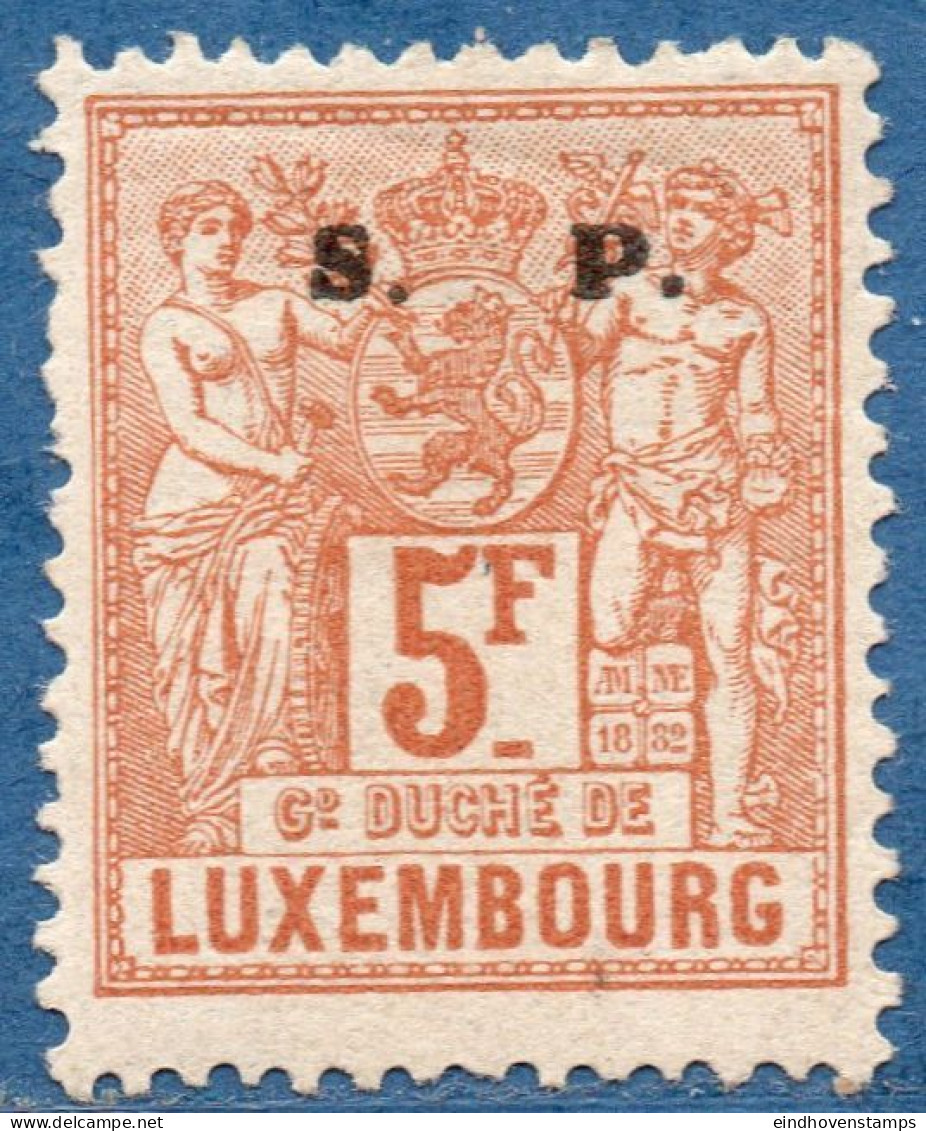 Luxemburg Service 1882 5 Fr S.P. Overprint (perforated 13½) MH - Officials