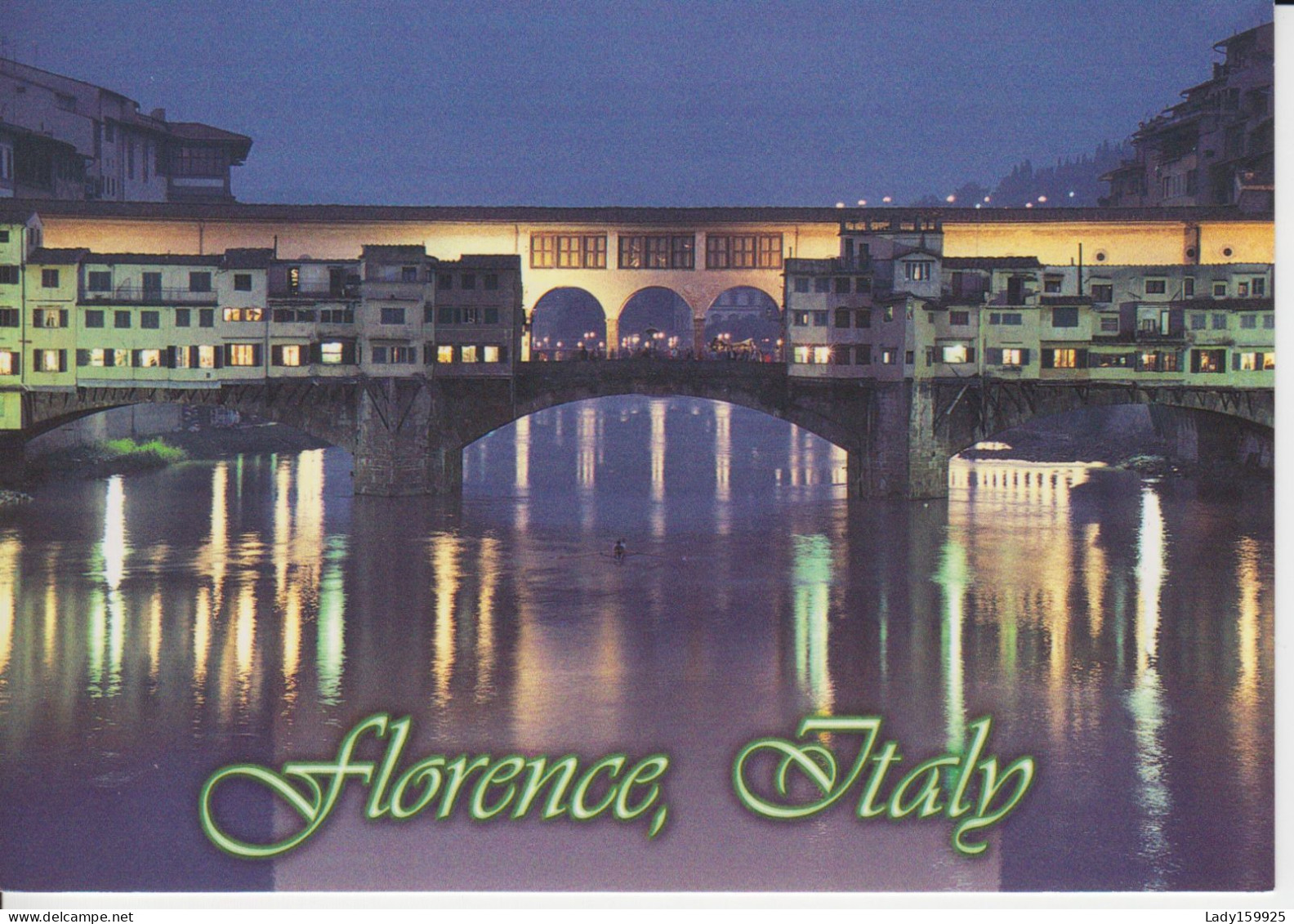 Ponte Vecchio Florence Illuminé  Fleuve L'Arno Le Soir Reflet Dans L'eau     2 Sc - Firenze (Florence)