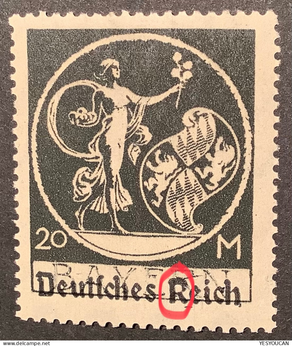 Mi. 138 II DIE GUTE TYPE II  **POSTFRISCH Gepr Peschl, Deutsches Reich 1920 Bayern Abschiedsausgabe 20M  (MNH DR - Unused Stamps