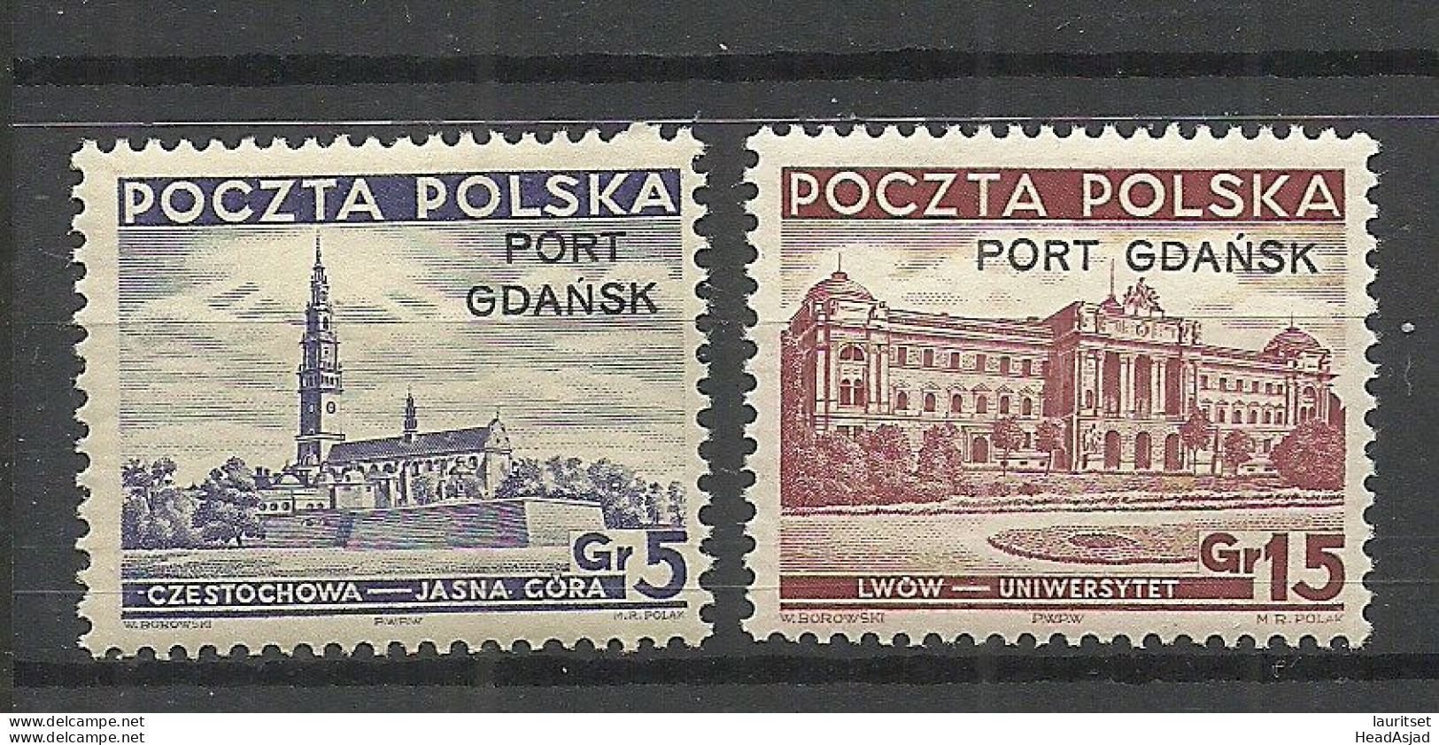 Port Gdansk Poland Danzig 1937 Michel 32 - 33 * - Port Gdansk