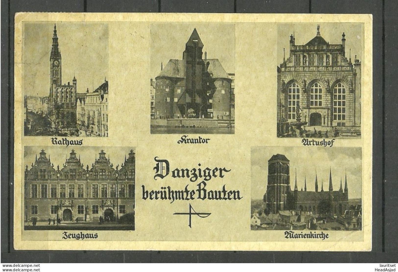 Germany Poland Danzig GDANSK Danziger Berühmte Bauten Architecture, Used, O 1937, Sent To Finland, With Stamp - Danzig