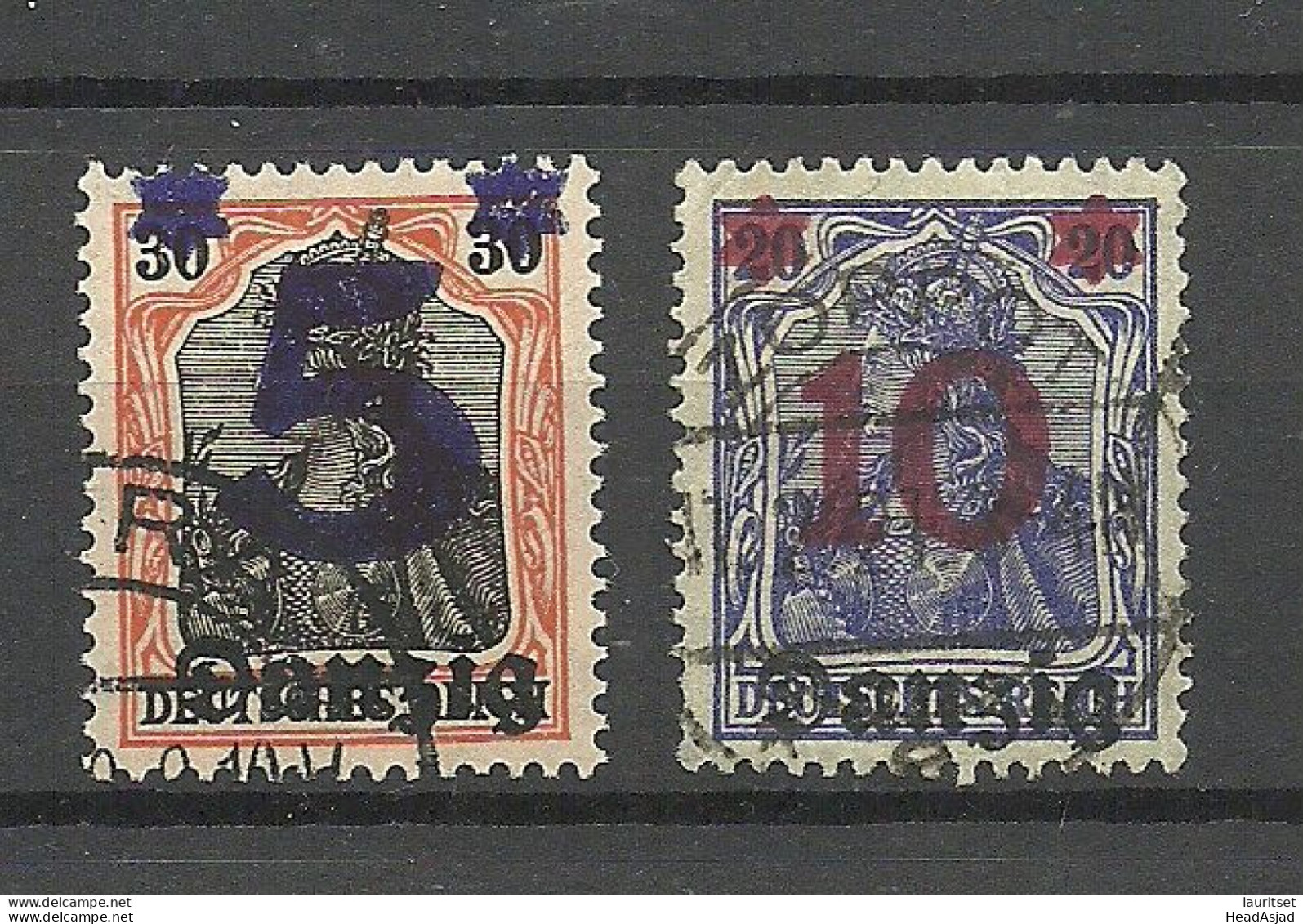 Germany Deutschland DANZIG 1920 Michel 16 - 17 O - Oblitérés