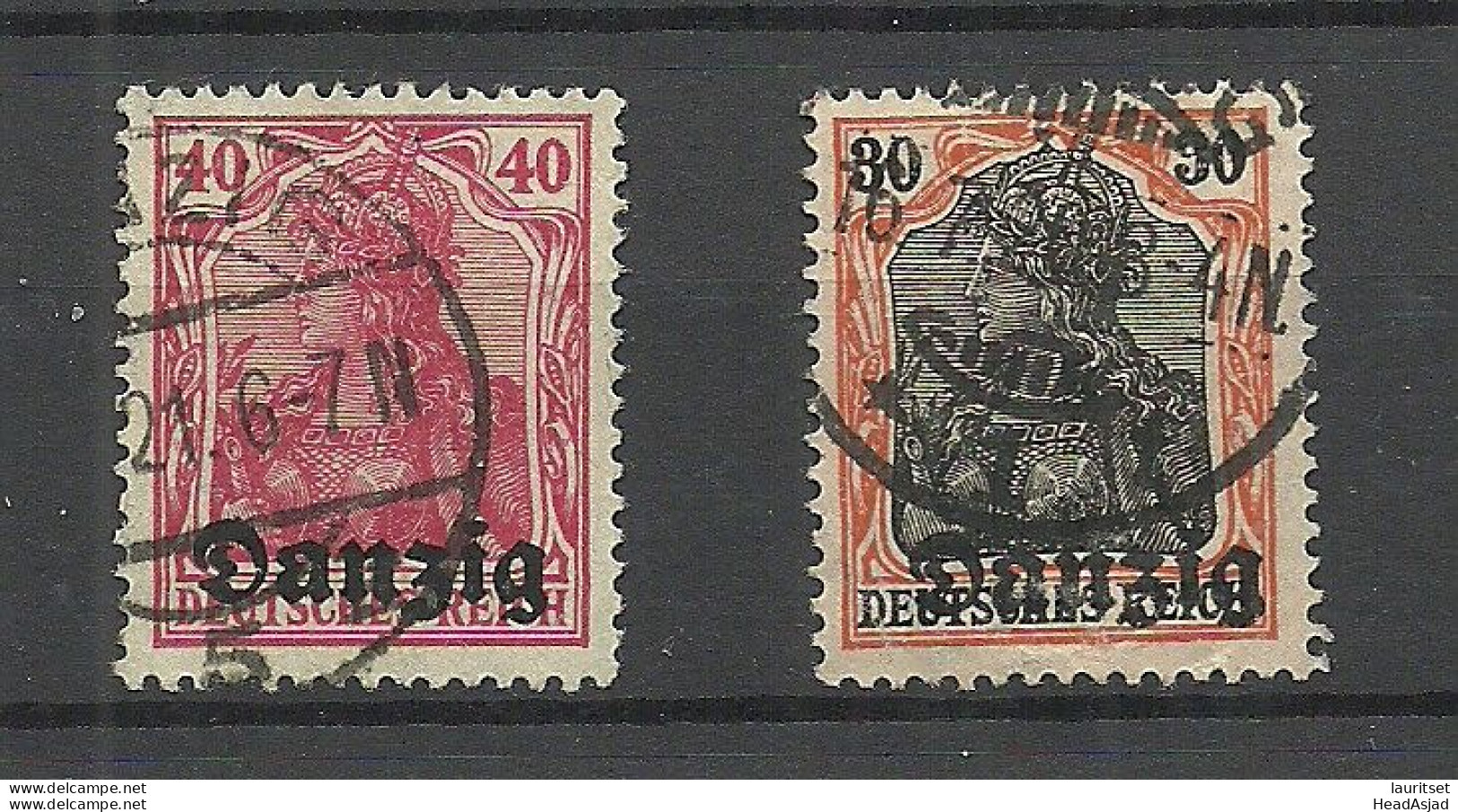 Germany Deutschland DANZIG 1920 Michel 5 - 6 O Signed - Usados