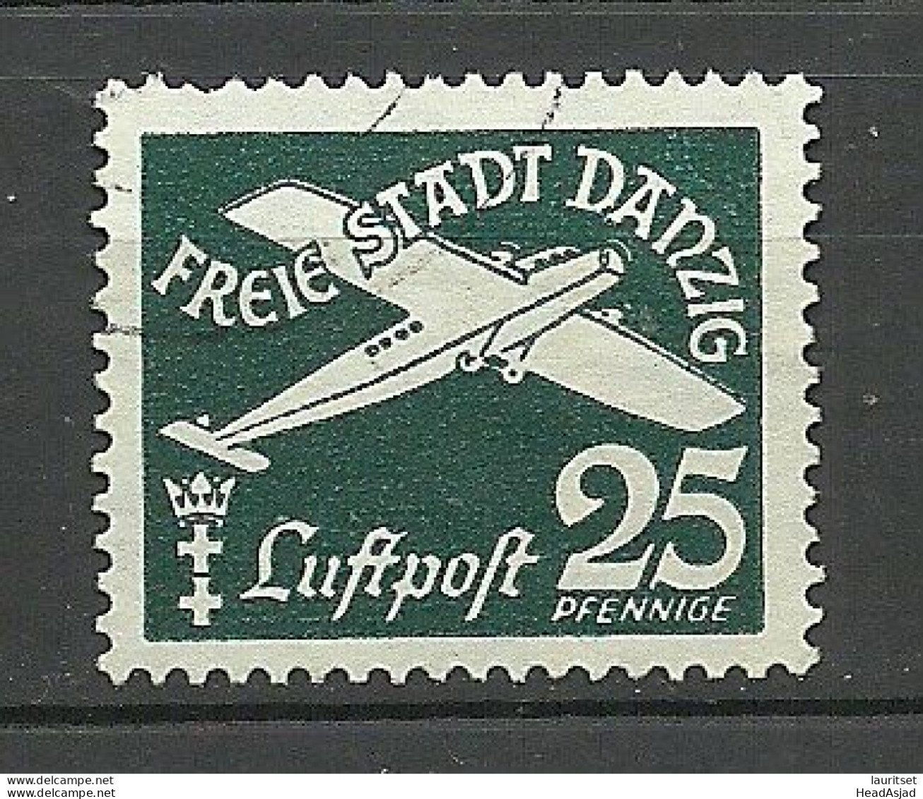 Germany Deutschland DANZIG 1938 Michel 300 O Air Plane Flugzeug - Usados