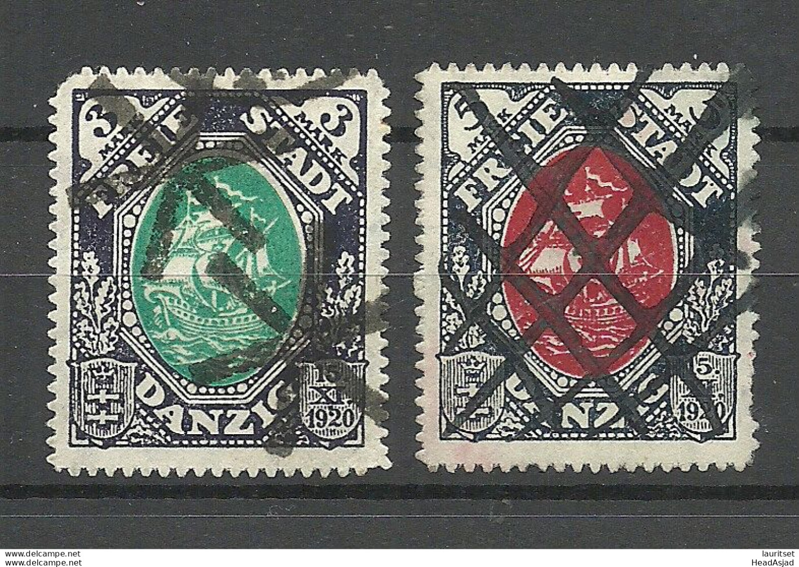 Germany Deutschland DANZIG 1921 Michel 60 - 61 O - Usados