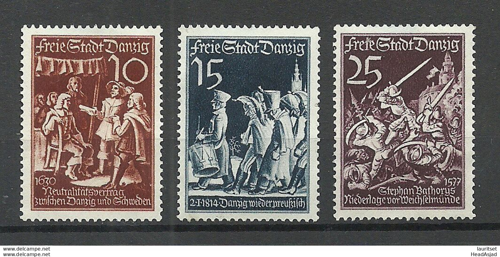 Germany Deutschland DANZIG 1939 Michel 303 - 305 (*) Mint No Gum/ohne Gummi - Ungebraucht