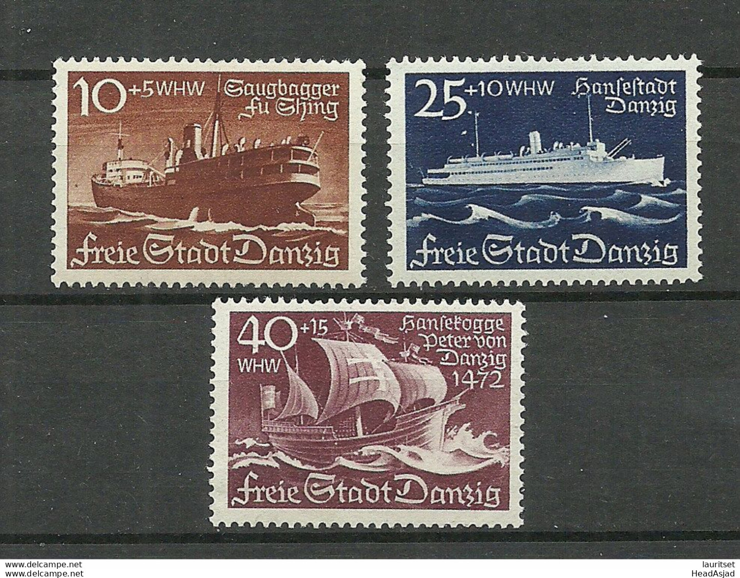 Germany Deutschland DANZIG 1938 Michel 285 & 287 - 288 MNH Ships Schiffe - Ships