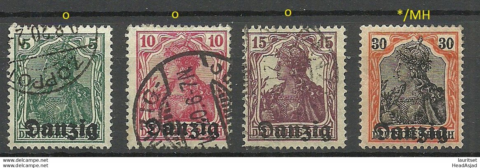 Germany Deutschland DANZIG 1920 Michel 1 - 3 & 5, O/* - Oblitérés