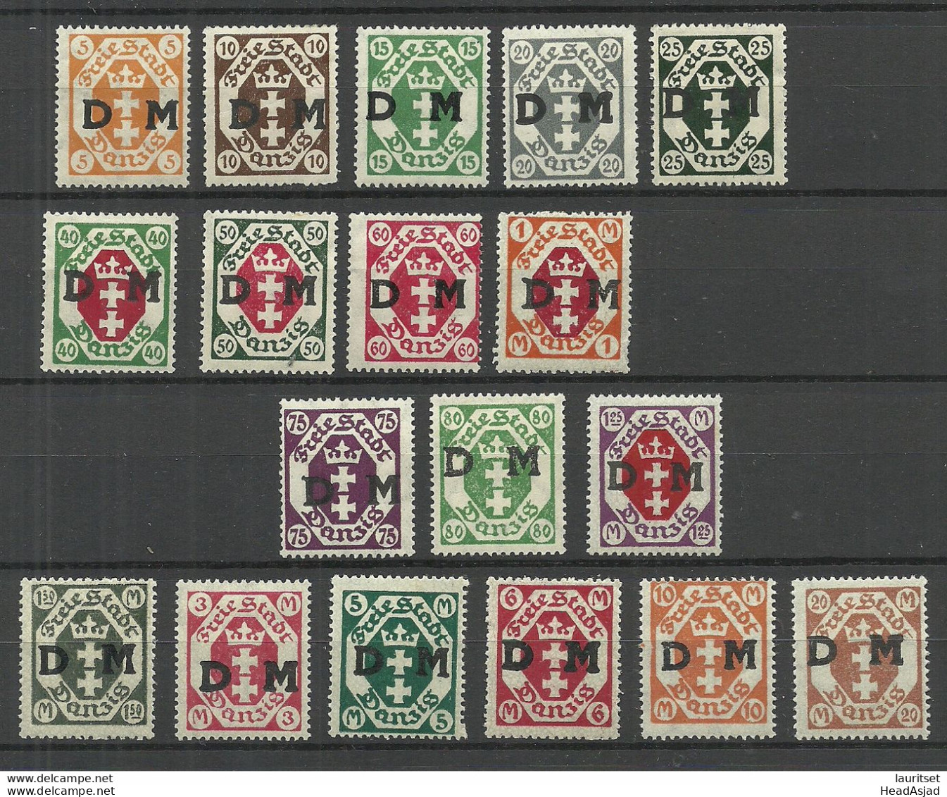 Gemany Deutschland DANZIG 1921/1922 Lot Of 18 Dienstmarken Duty Tax * - Servizio