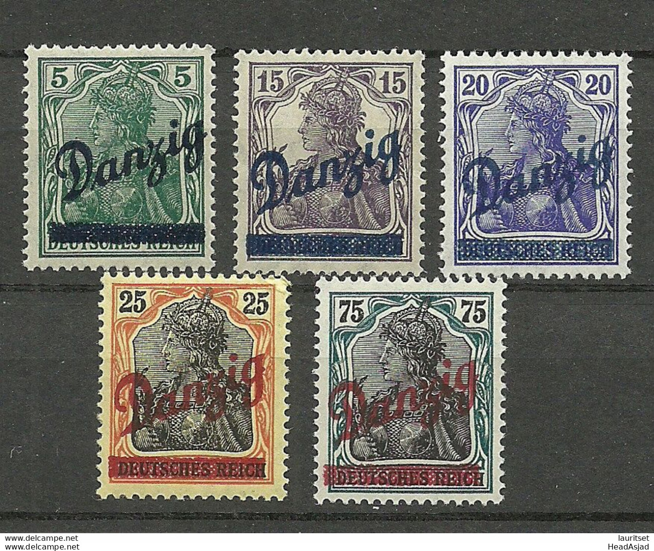 Germany Deutschland DANZIG 1920 Michel 21 - 25 MNH - Ungebraucht