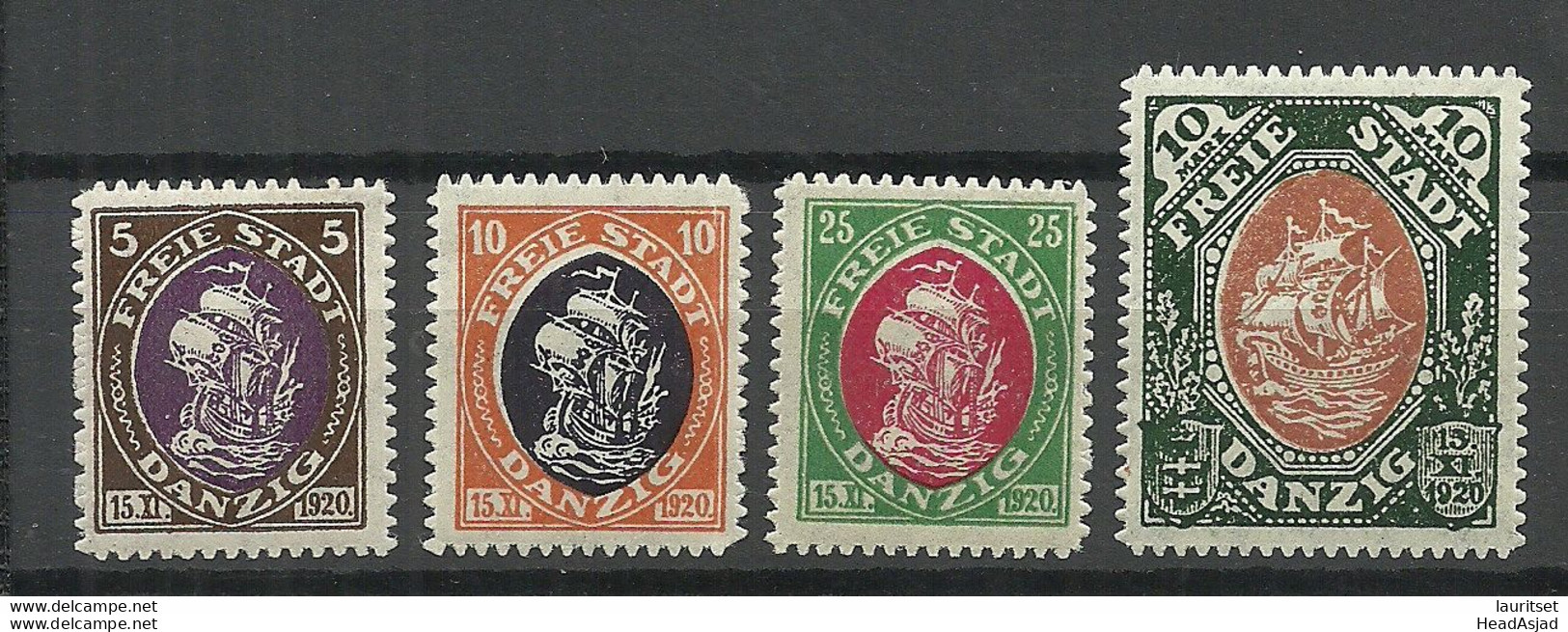 Germany Deutschland DANZIG 1921 Michel 53 - 55 & 62 MNH Schiffe Ship - Mint