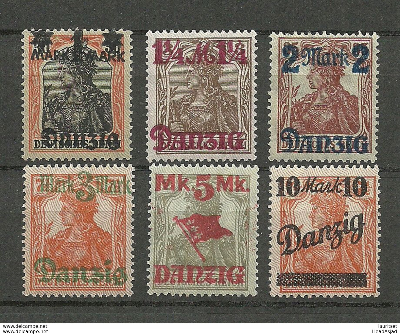 Germany Deutschland DANZIG 1920 Michel 26 - 31 MNH - Ungebraucht