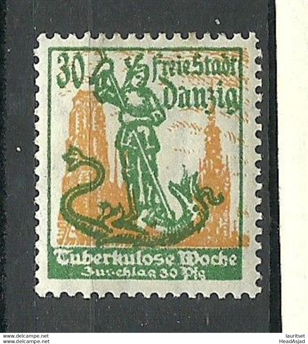 Deutschland DANZIG 1921 Michel 90 MNH Abart ERROR Shifted Orange Print - Mint
