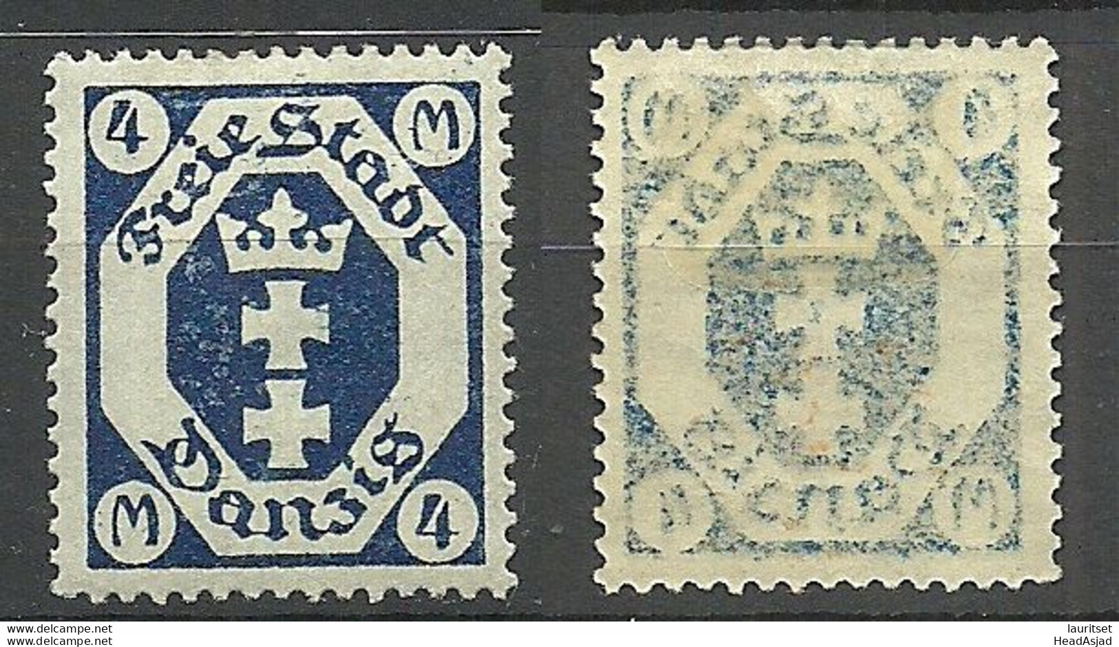 Deutschland DANZIG 1922 Michel 98 Abart ERROR Set Off ABKLATSCH * - Postfris