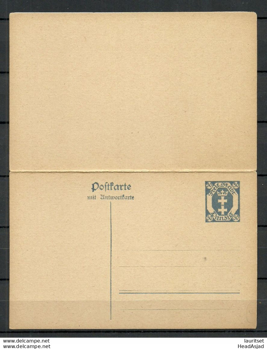 Germany Deutschland DANZIG Ca 1920 Ganzsache 30 Pf Stationery Mit Antwortteil Ungebraucht/sauber - Ganzsachen