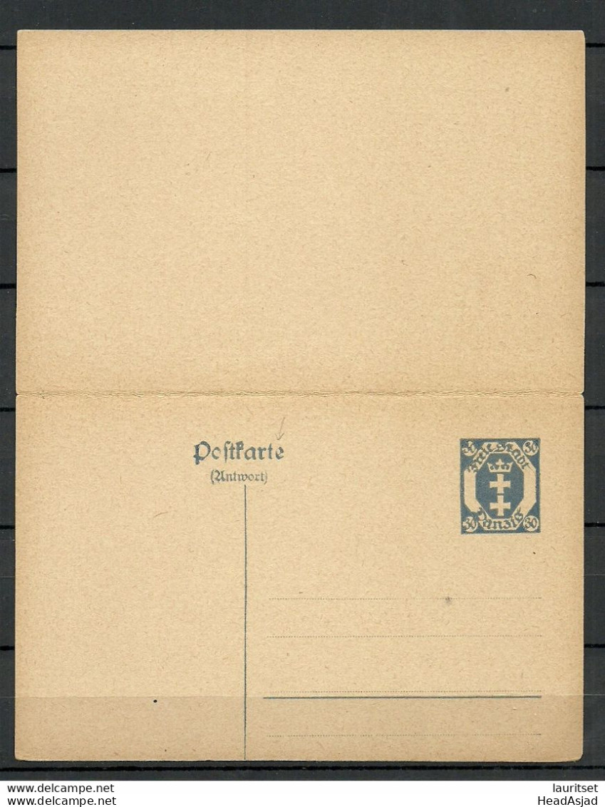 Germany Deutschland DANZIG Ca 1920 Ganzsache 30 Pf Stationery Mit Antwortteil Ungebraucht/sauber - Interi Postali