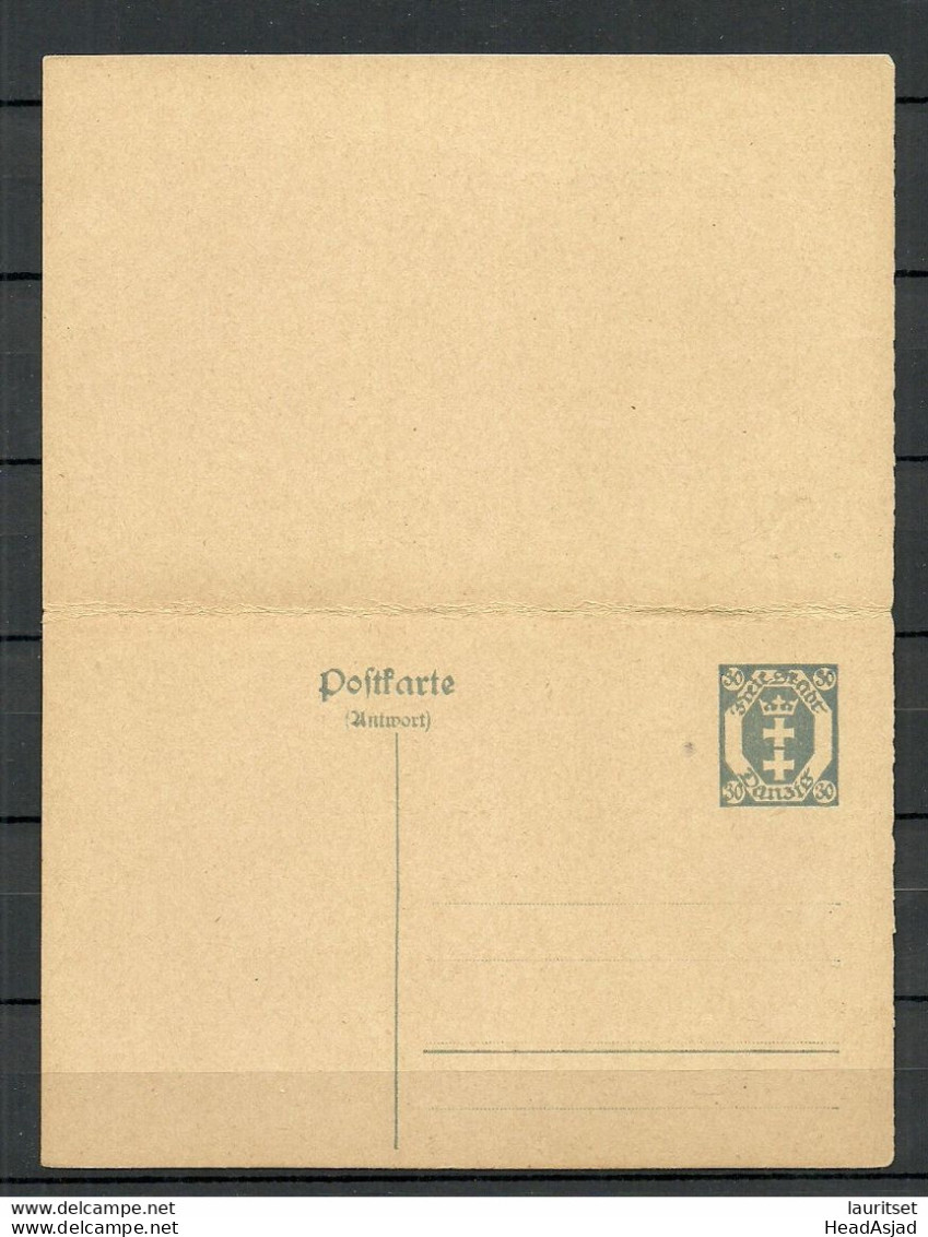 Germany Deutschland DANZIG Ca 1920 Ganzsache 30 Pf Stationery Mit Antwortteil Ungebraucht/sauber - Entiers Postaux