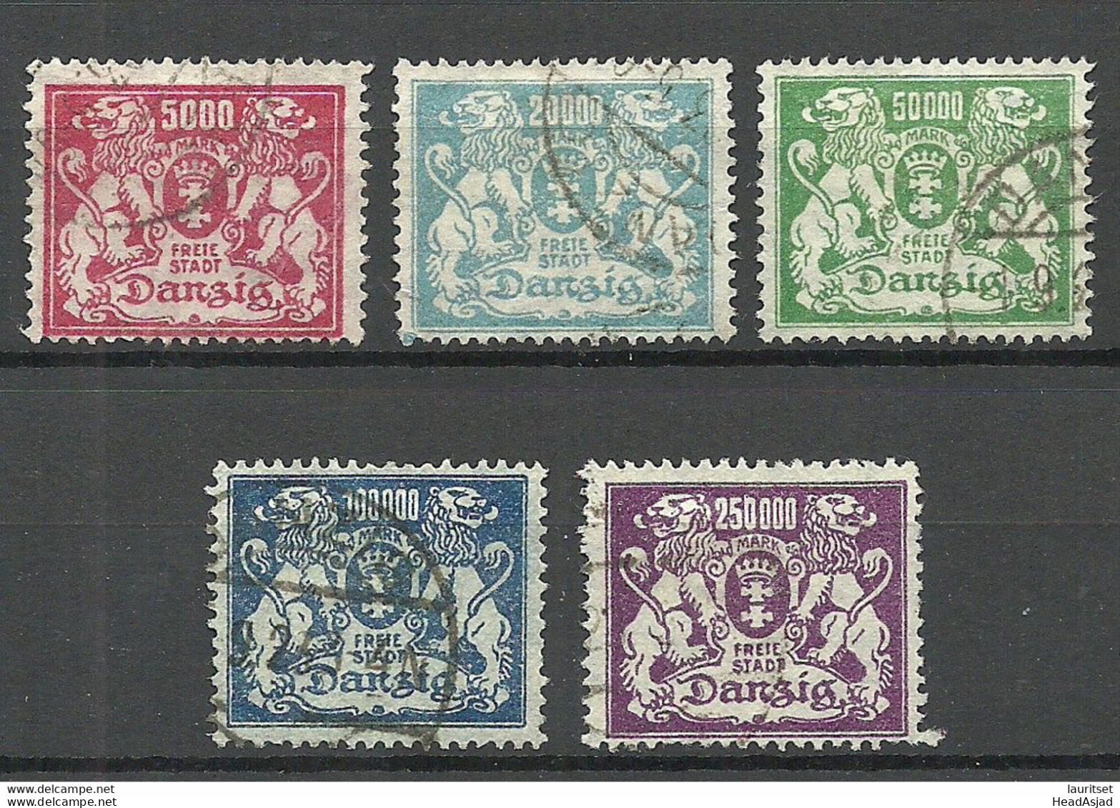 Germany DANZIG 1923 Michel 152 - 156 O - Used