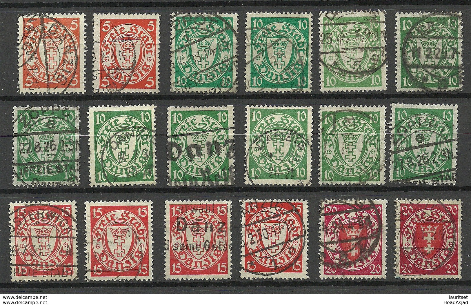 Germany DANZIG Lot 18 Stamps O - Oblitérés