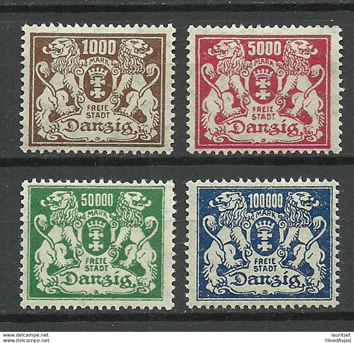 Germany DANZIG 1923 = 4 Values From Set Michel 151 - 157 * - Mint