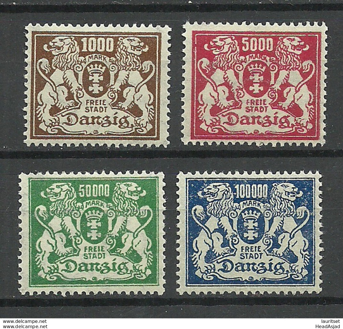 Germany DANZIG 1923 = 4 Values From Set Michel 151 - 157 * - Nuovi