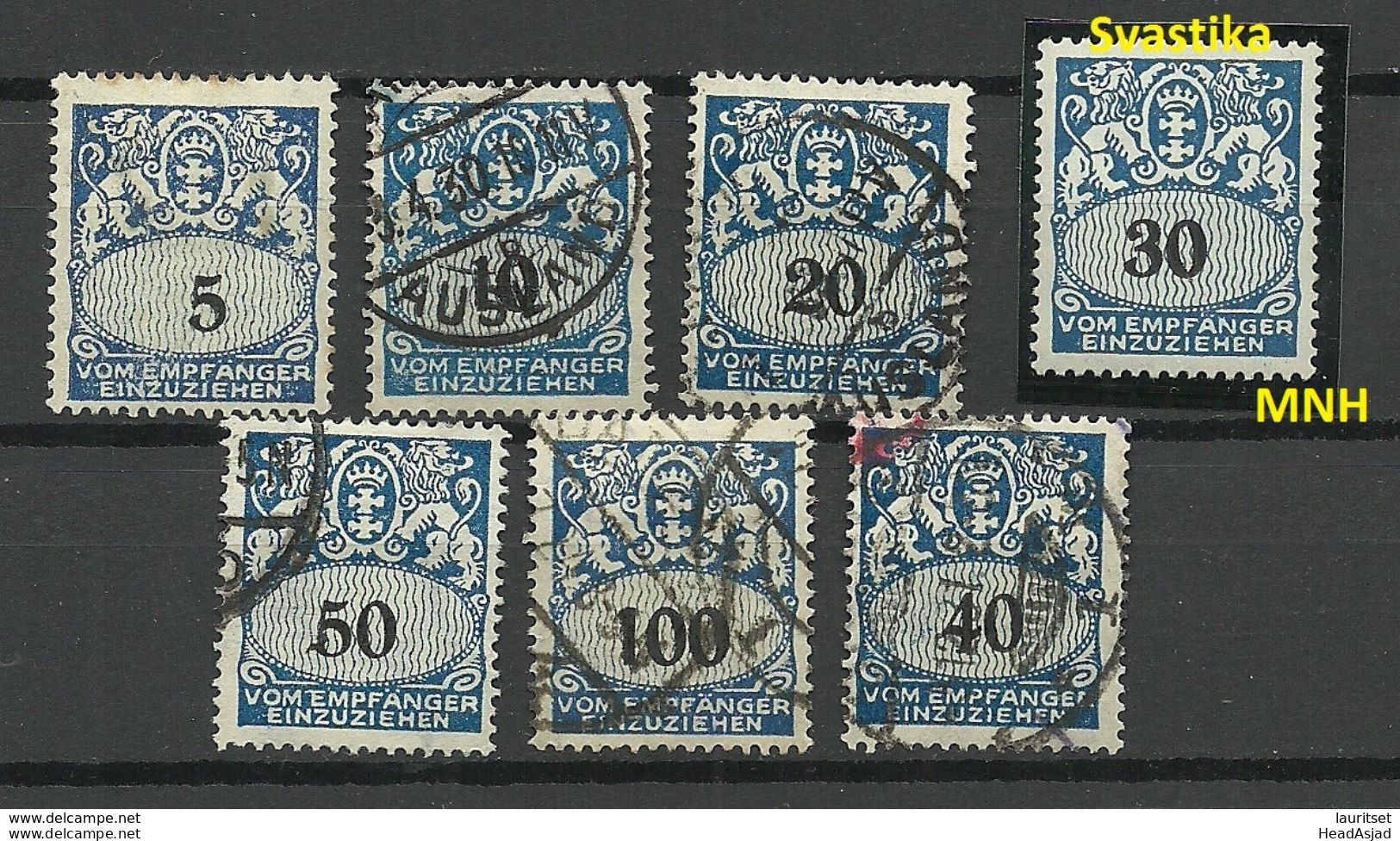 DANZIG 1923-1939 Portomarken Postage Due Mint & Used - Taxe