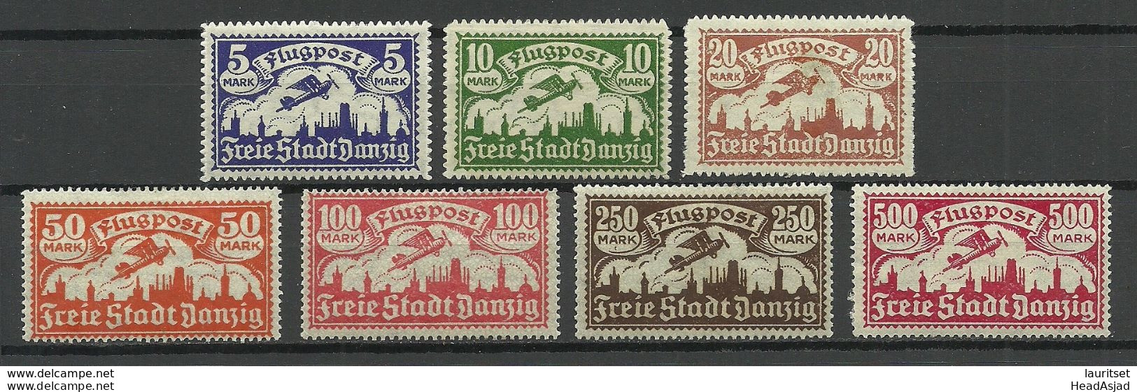 Germany Danzig 1923 Michel 116 - 118 & 134 - 137 * - Postfris