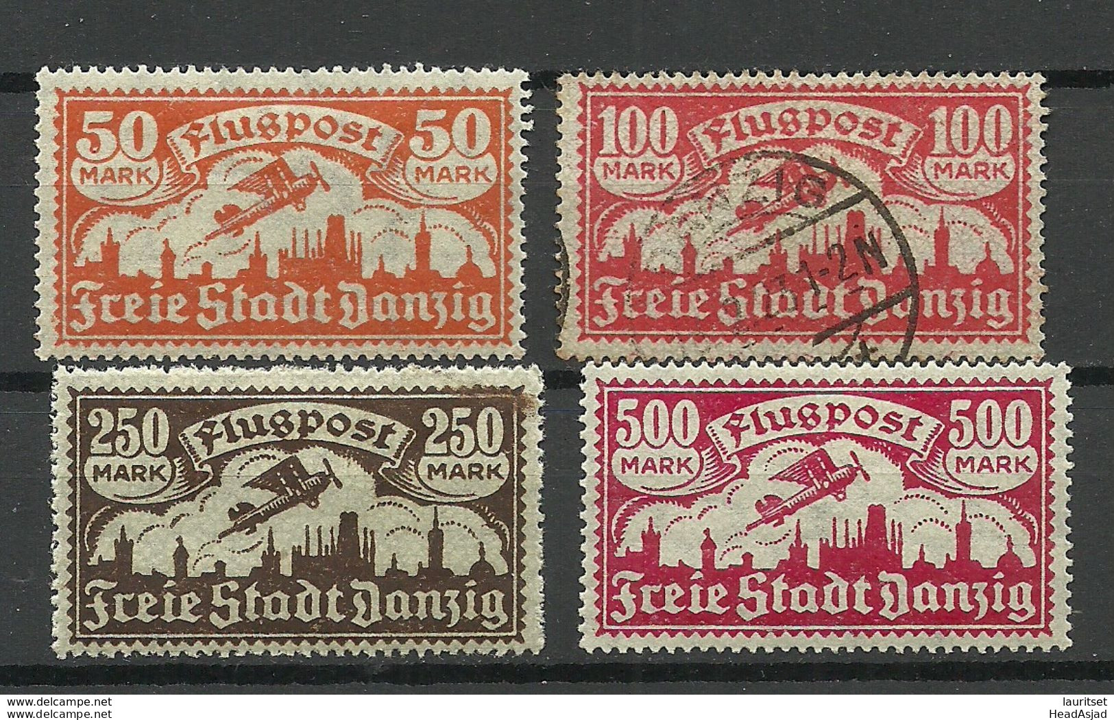 Germany Danzig 1923 Michel 134 - 137 O/* - Afgestempeld