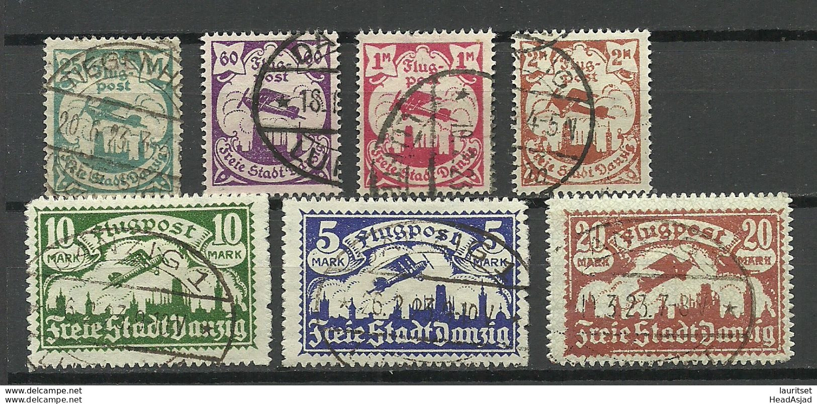 Germany Danzig 1923 Michel 113 - 118 & 133 O - Oblitérés