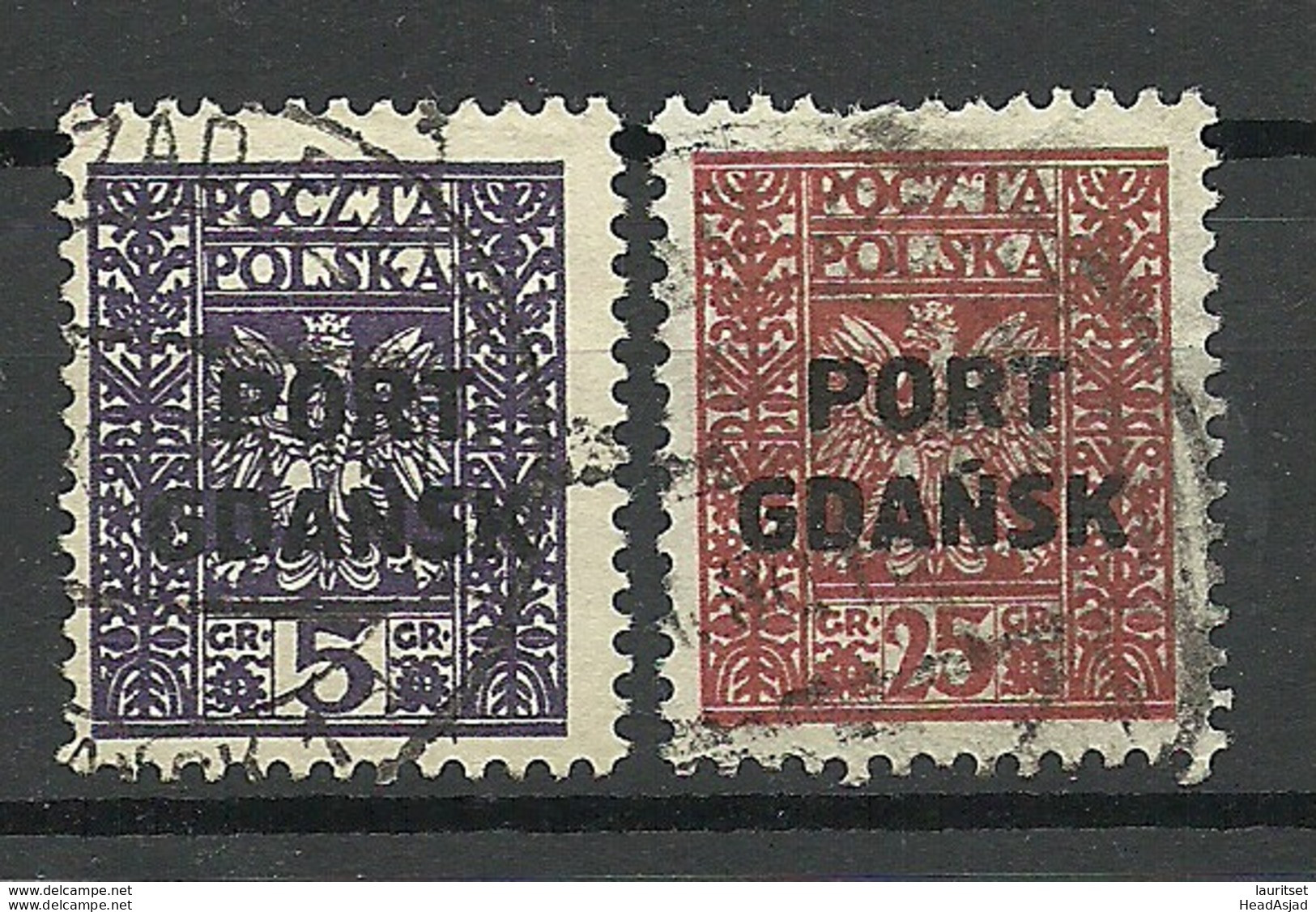 Port Gdansk Poland Danzig 1929/30 Michel 20 & 22 O - Port Gdansk