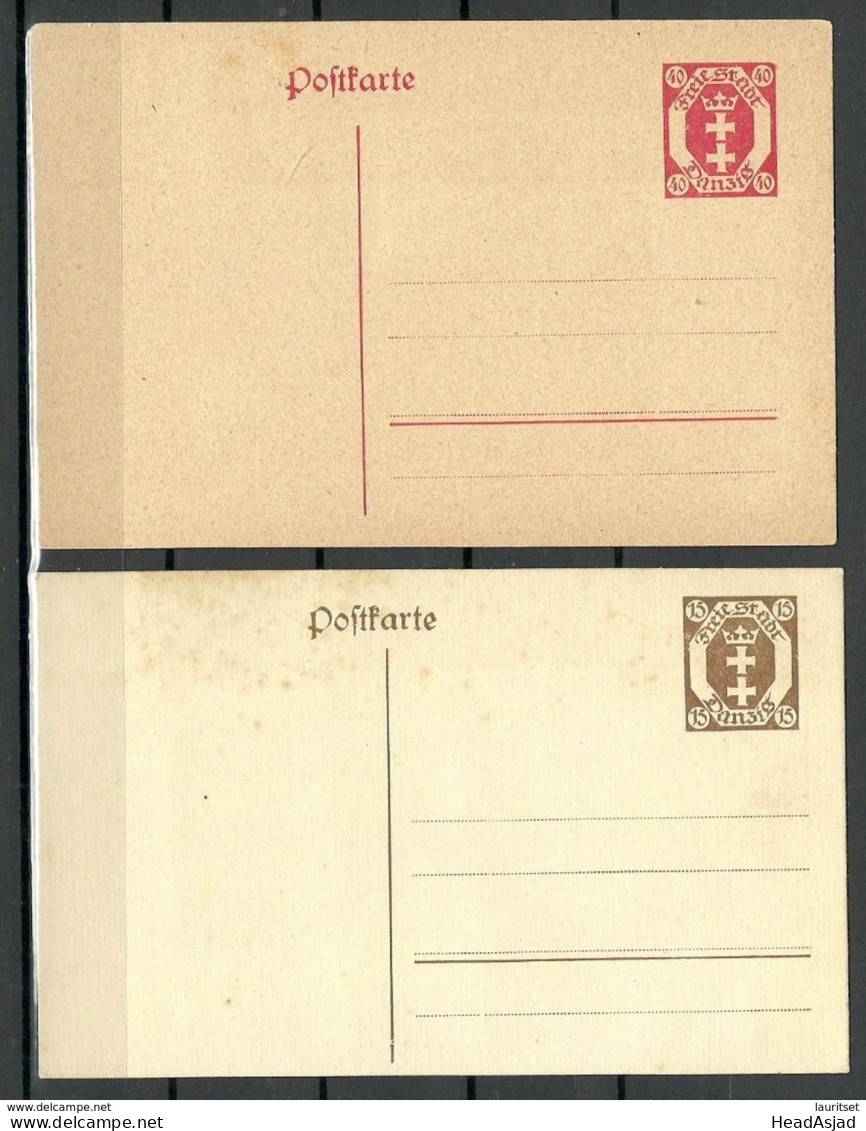 Deutschland DANZIG Ca 1920 = 2 Ganzsachen 15 + 40 Pf Stationery Ungebraucht/sauber - Enteros Postales