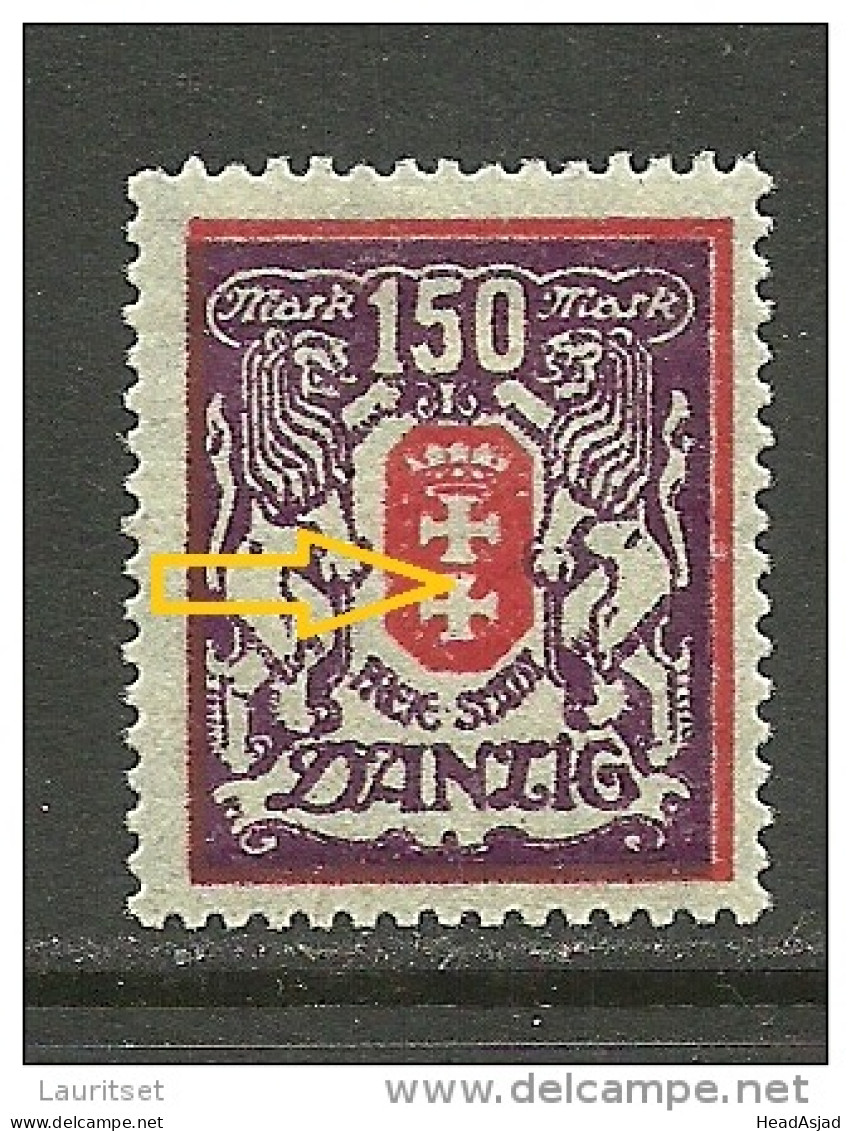 DANZIG Gdansk 1922/23 Michel 129 Variety Abart Error * - Ungebraucht