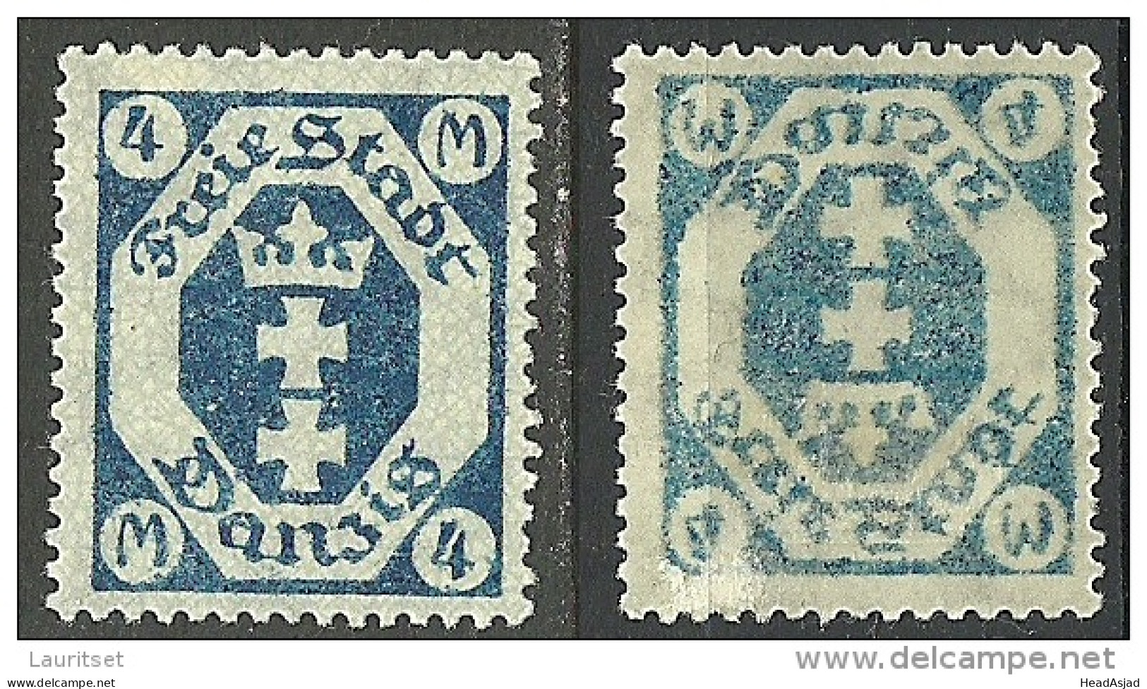 DANZIG Gdansk 1922/23 Michel 123 Abart Variety Abklatsch Set Off * - Nuevos