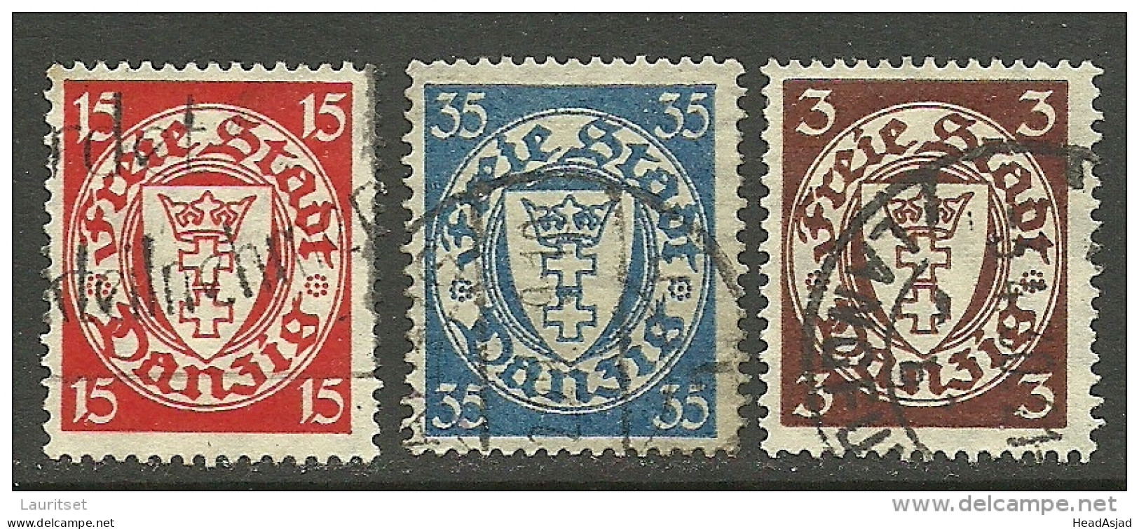 Deutschland DANZIG Gdansk 1925/27 Michel 214 - 216 O - Oblitérés