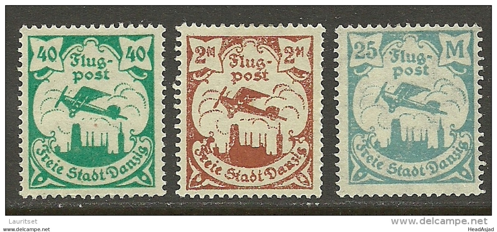 Deutschland DANZIG 1923 Air Mail Flugzeuge * Michel 112 & 115 & 133 - Avions