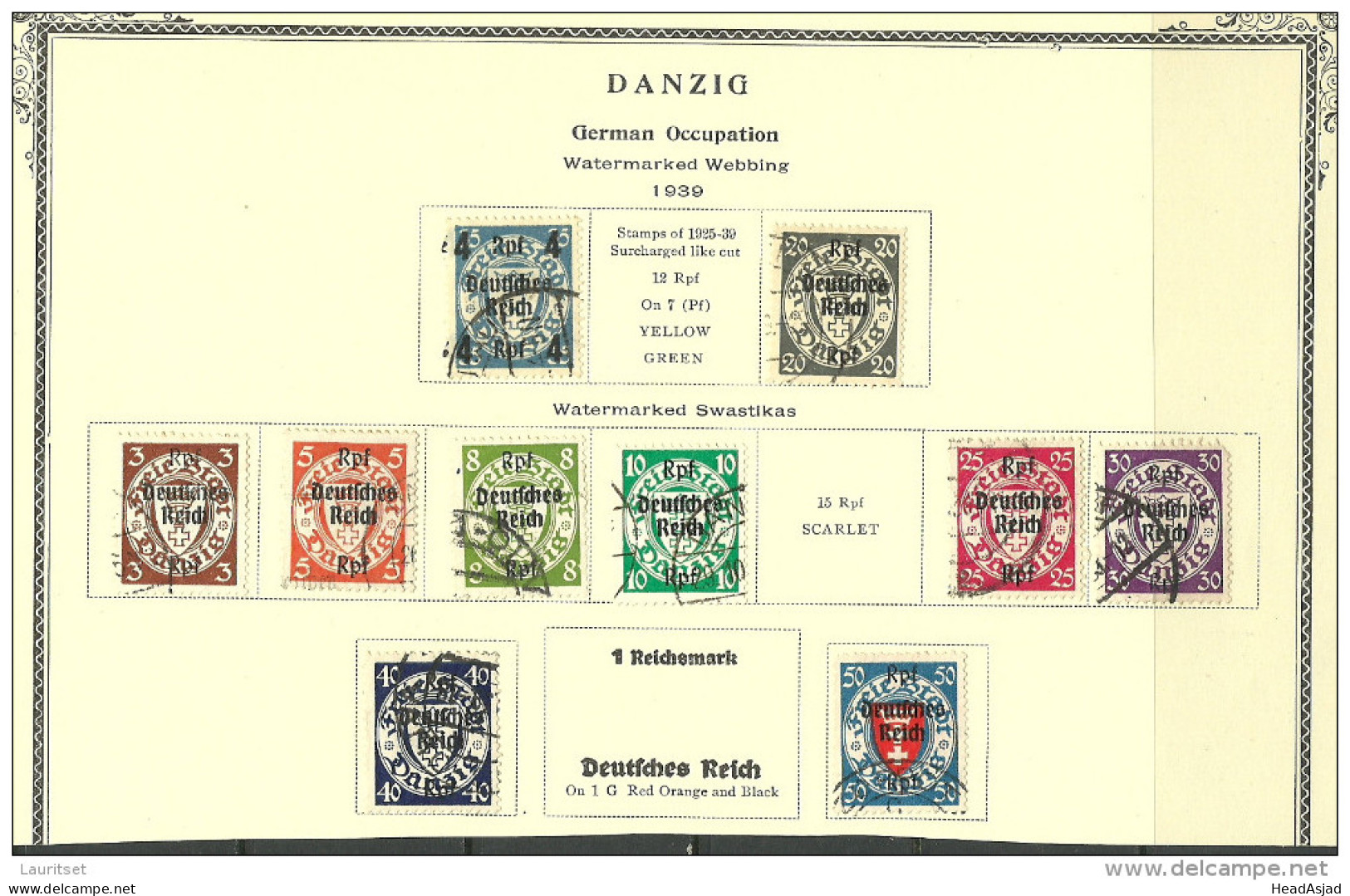 Deutschland DANZIG Gdansk 1939 = 10 Marken Aus Michel 716 - 729 O - Oblitérés
