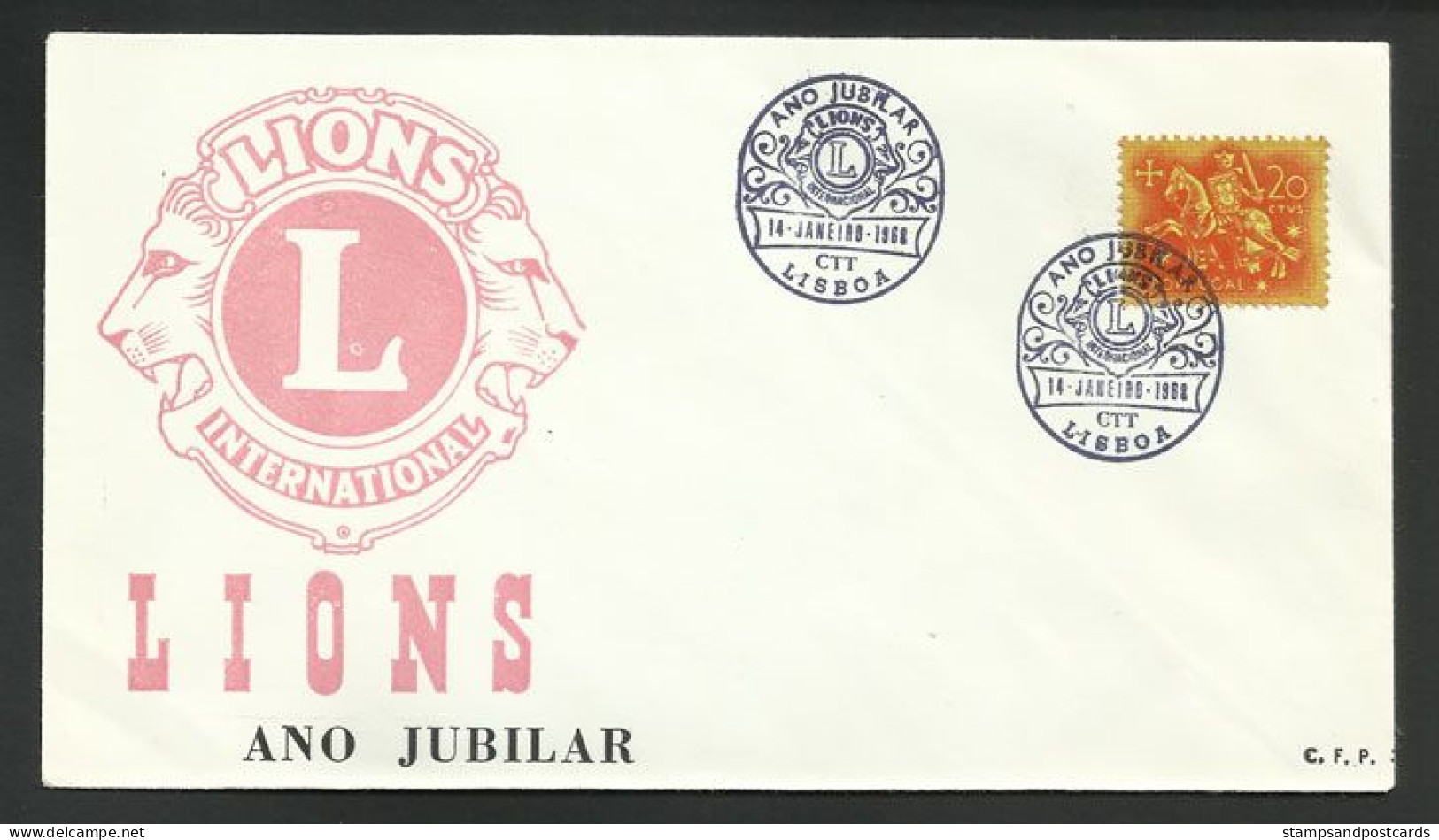 Portugal Cachet Commémoratif Lions Lisbonne 1968 Event Postmark Lions Lisbon - Flammes & Oblitérations