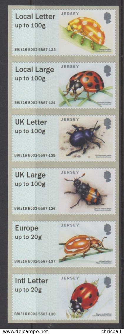 Jersey 2016 Beetles Post & Go Unmounted Mint Strip Of 6 - Jersey