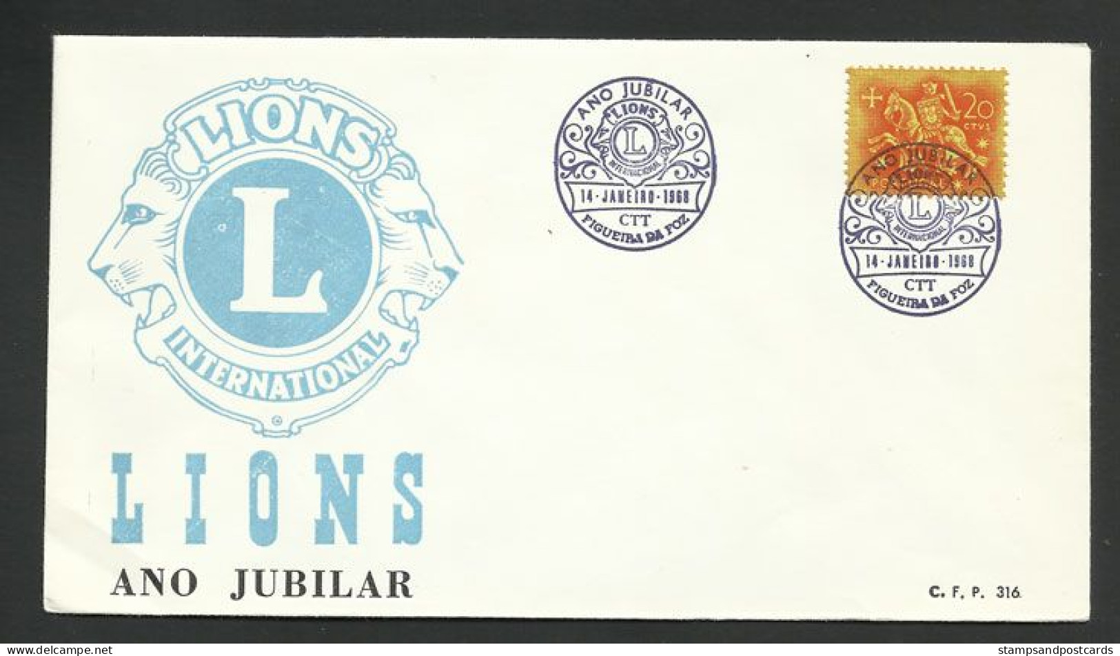 Portugal Cachet Commémoratif Lions Figueira Da Foz 1968 Event Postmark Lions - Rotary, Lions Club