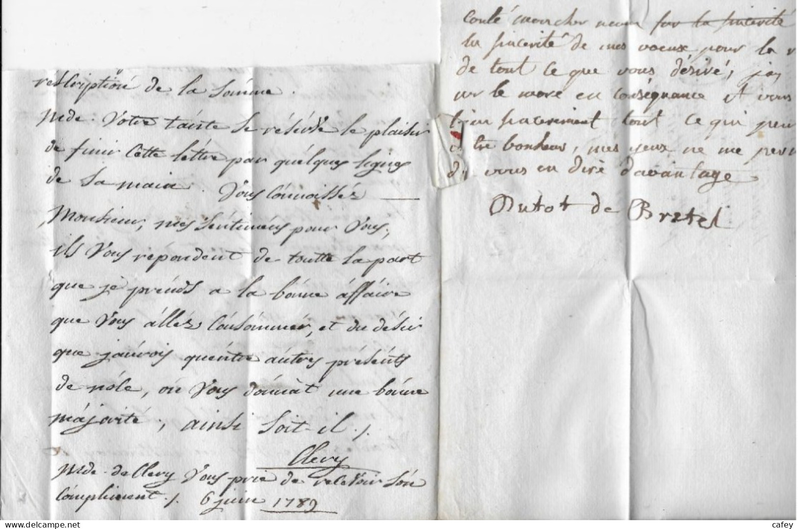SEINE ET OISE  Lettre Marque  Postale Rouge ST GERMAIN Juin 1789 (seule Date Connue) Rare Indice 19 - 1701-1800: Précurseurs XVIII