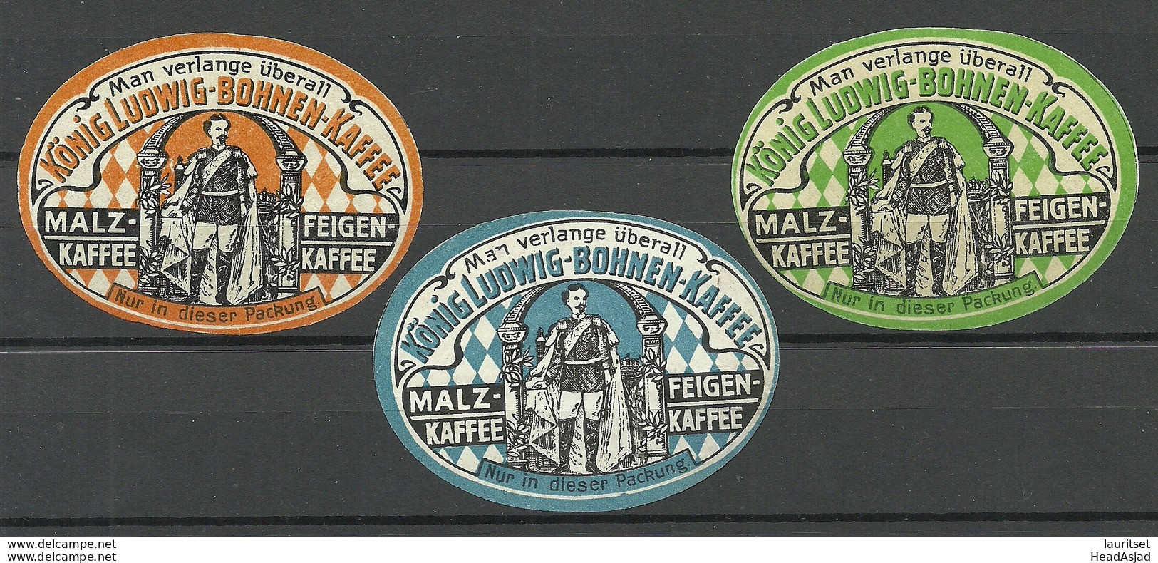 Deutschland König Ludwig Bohnen-Kaffee Siegelmarken Seal Stamps Poster Advertising Coffee - Erinnophilie