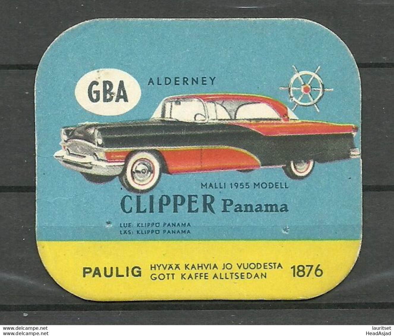 FINLAND Paulig Coffee Collection Card CLIPPER Panama 1955 Auto Car Advertising Reklame Sammelkarte - Auto's